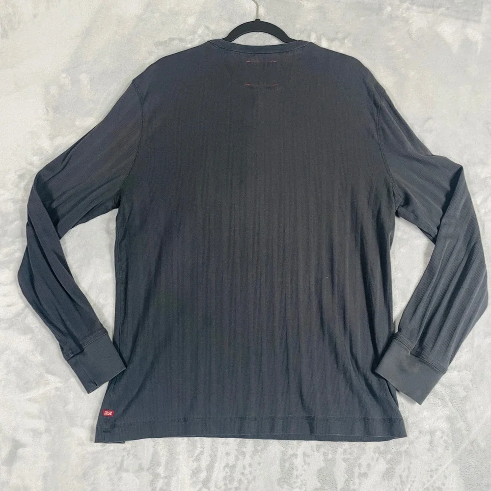 Banana Republic Henley Shirt Mens XL Black Excellent Heritage Ribbed Long Sleeve
